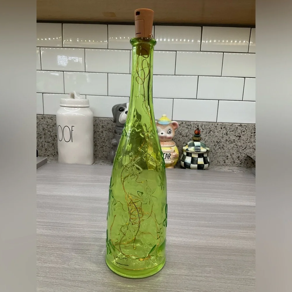 VINTAGE IKEA EMMA DAFNAS LIME GREEN BOTTLE WITH‎ FAIRY LIGHTS